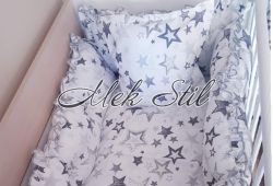 Бебешко спално бельо  - Сиви звездички 